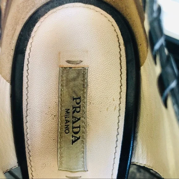 PRADA Leather Detailed T Strap Gold Stud Hardware accents buckle - Picture 7 of 7